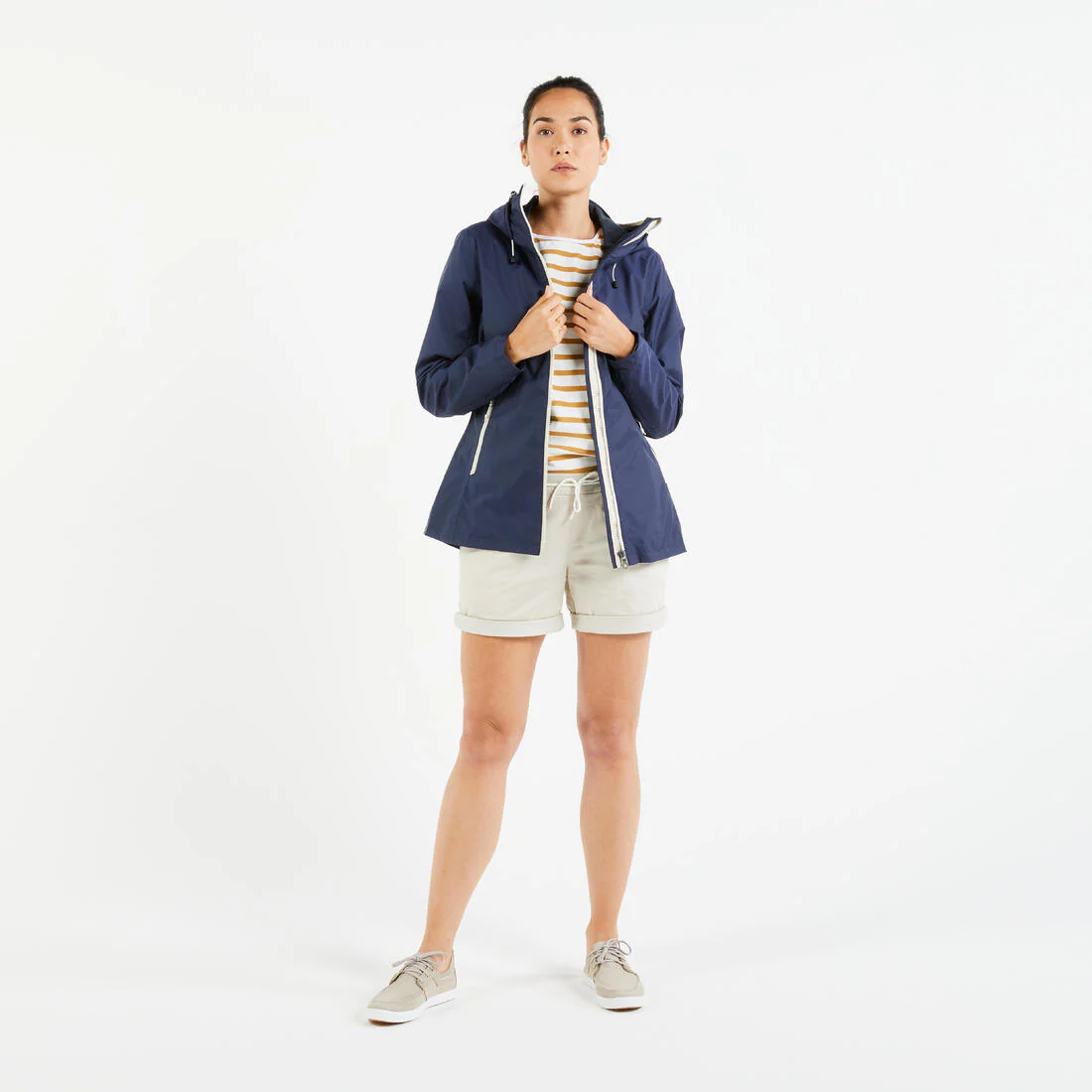 Chamarra de vela impermeable para lluvia gris con para mujer Sailing 100 - Image 33