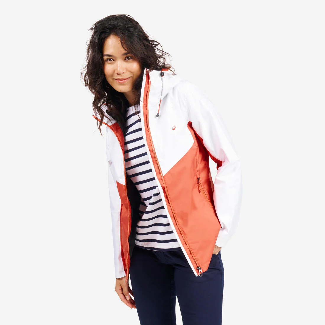 Chamarra de vela impermeable para lluvia gris con para mujer Sailing 100 - Image 47