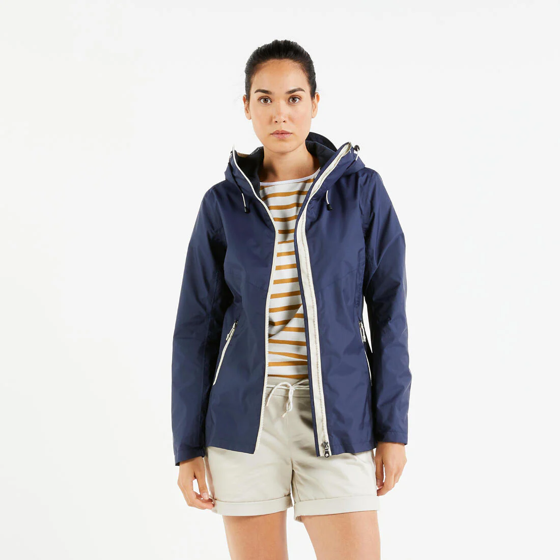 Chamarra de vela impermeable para lluvia gris con para mujer Sailing 100 - Image 52