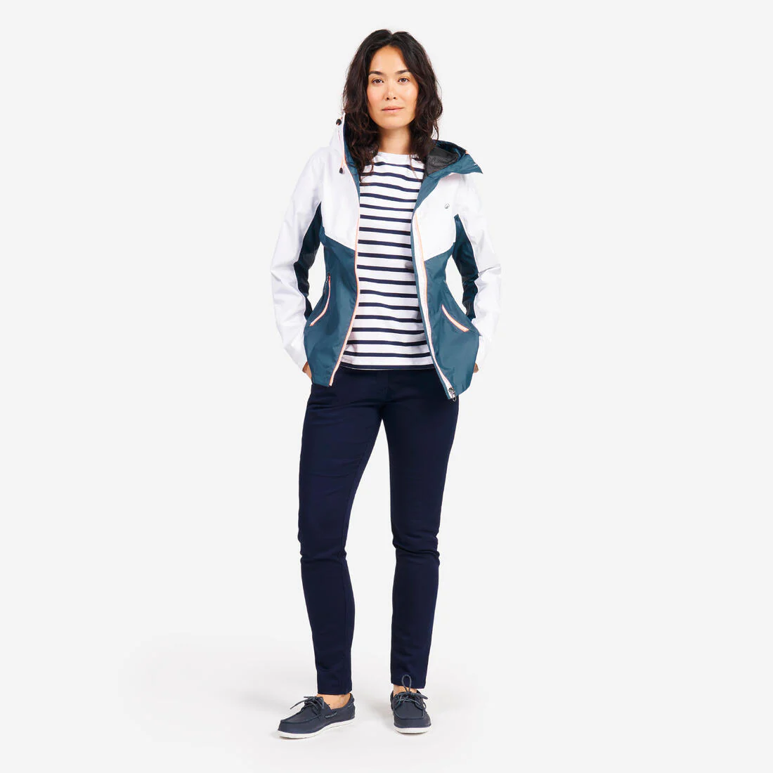 Chamarra de vela impermeable para lluvia gris con para mujer Sailing 100 - Image 54