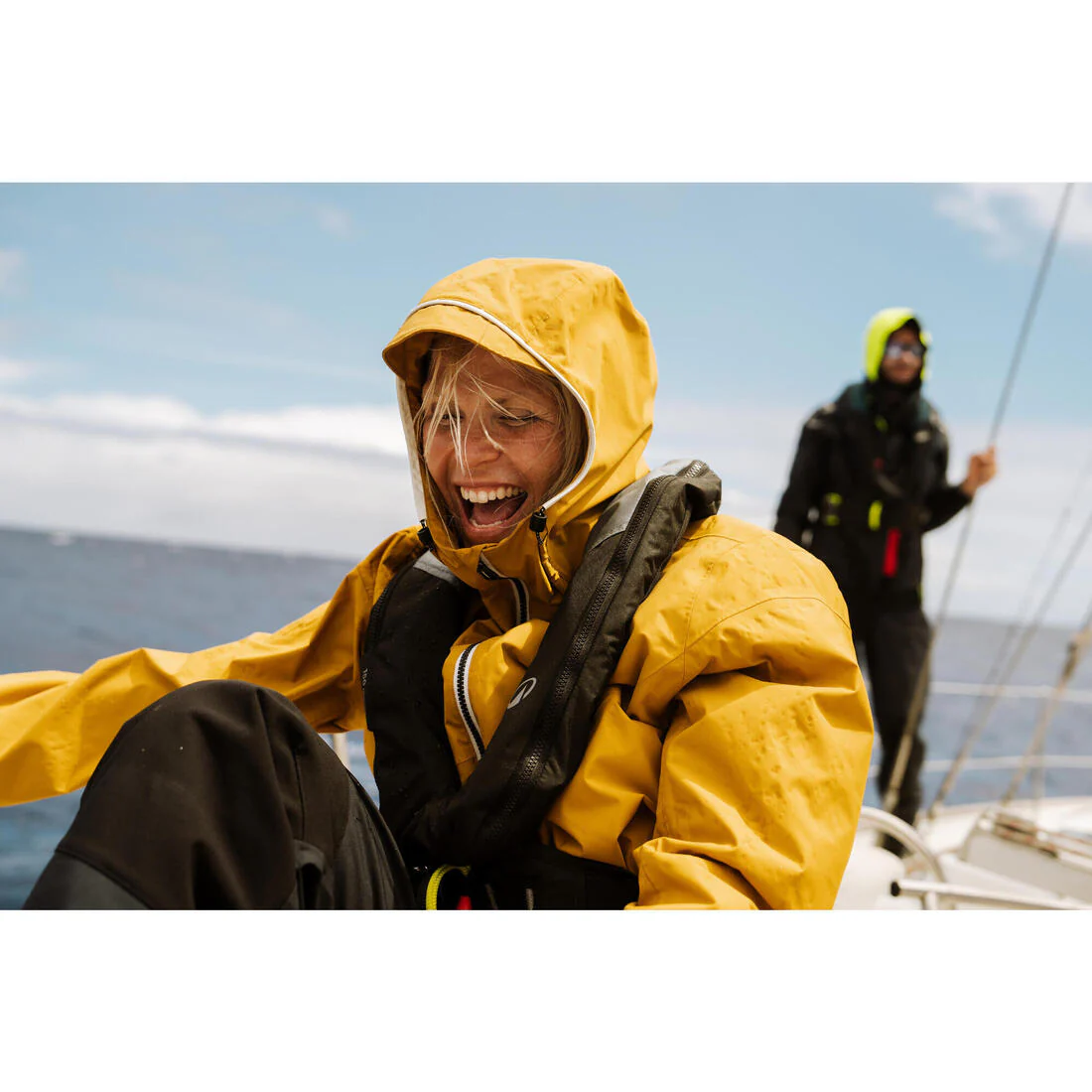 Chamarra de vela impermeable para lluvia gris con para mujer Sailing 100 - Image 56