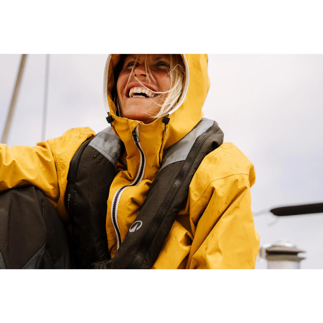 Chamarra de vela impermeable para lluvia gris con para mujer Sailing 100 - Image 62