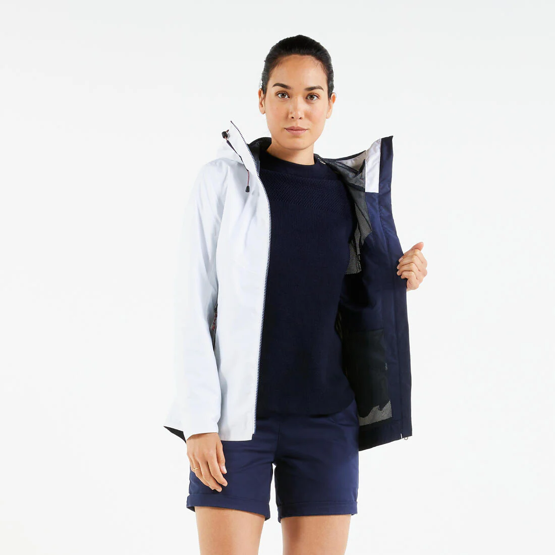 Chamarra de vela impermeable para lluvia gris con para mujer Sailing 100 - Image 68