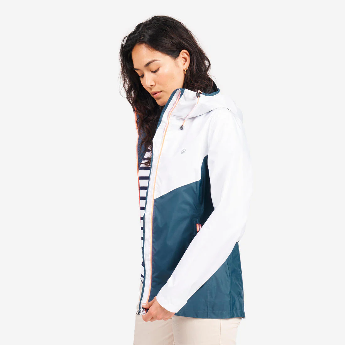 Chamarra de vela impermeable para lluvia gris con para mujer Sailing 100 - Image 7
