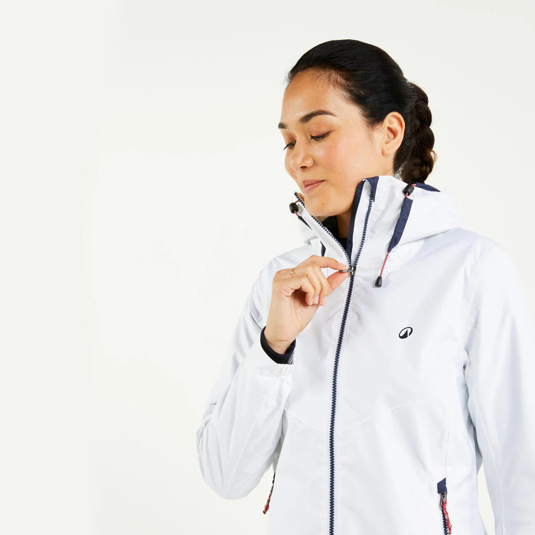 Chamarra de vela impermeable para lluvia gris con para mujer Sailing 100 - Image 9