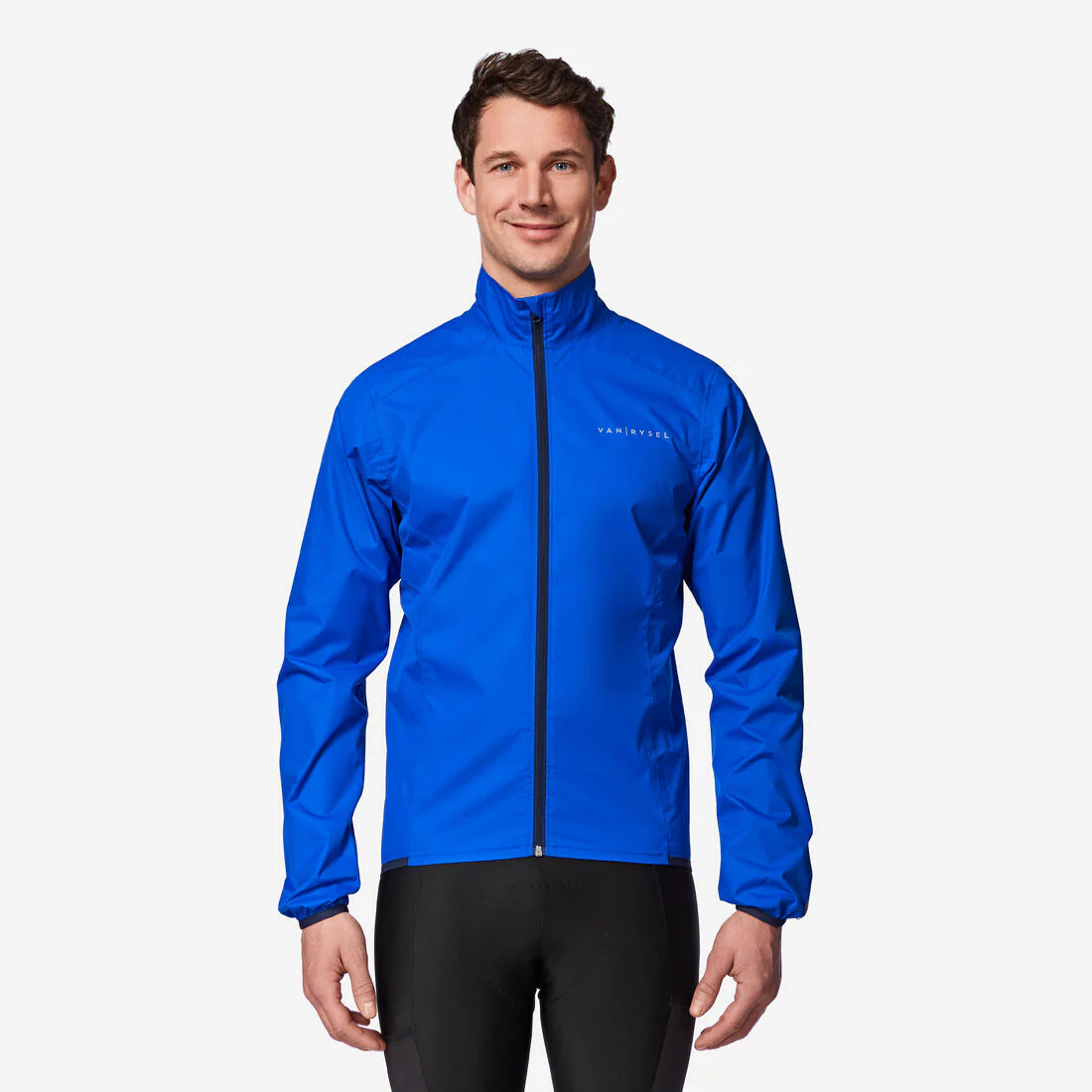 Chamarra Impermeable Ciclismo Carretera Manga Larga Hombre RC100 Azul Índigo