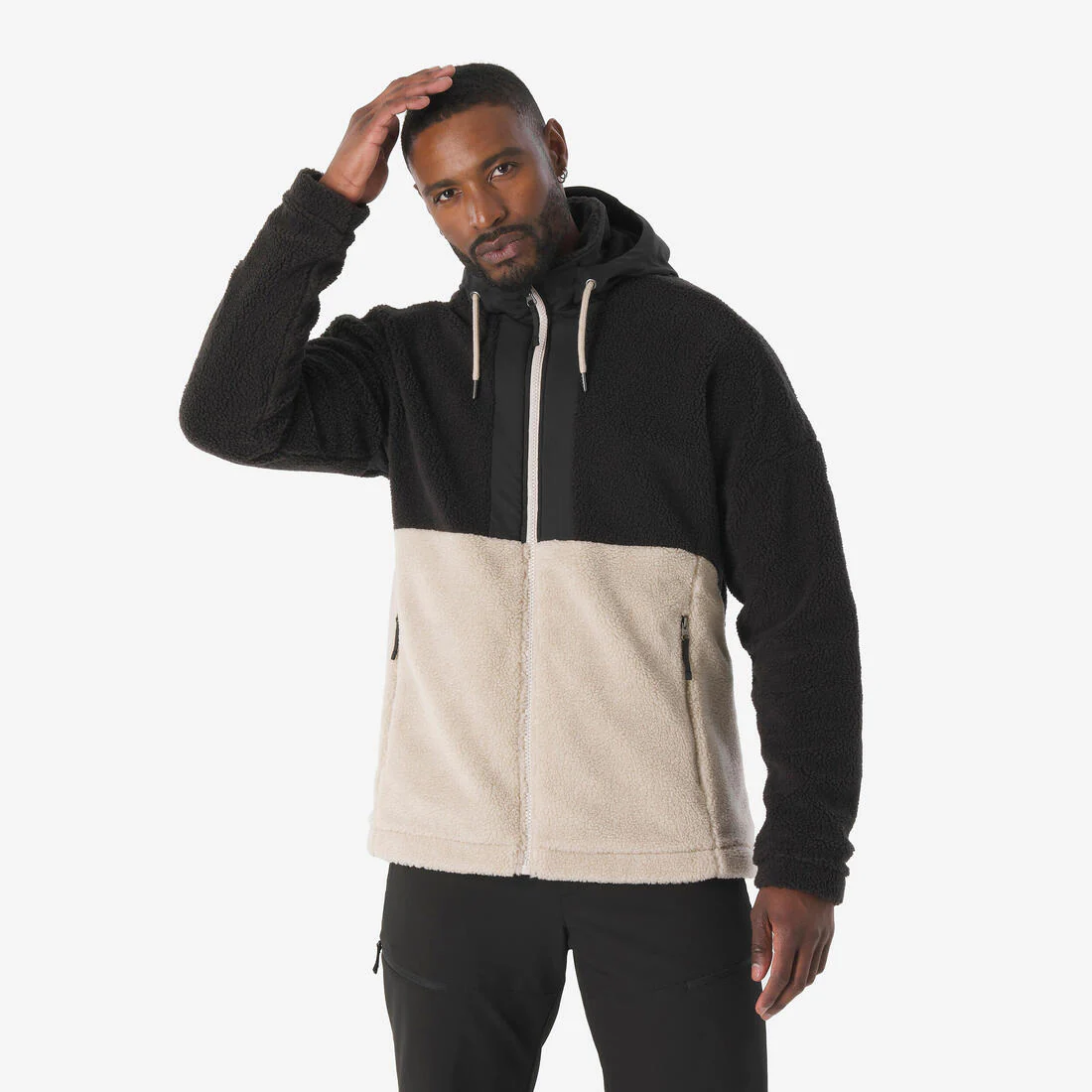 Chamarra polar cálida sherpa de senderismo hombre - SH900 beige
