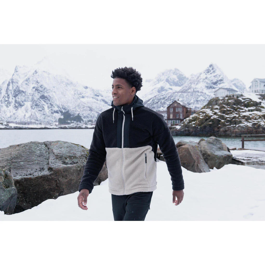 Chamarra polar cálida sherpa de senderismo hombre - SH900 beige - Image 13