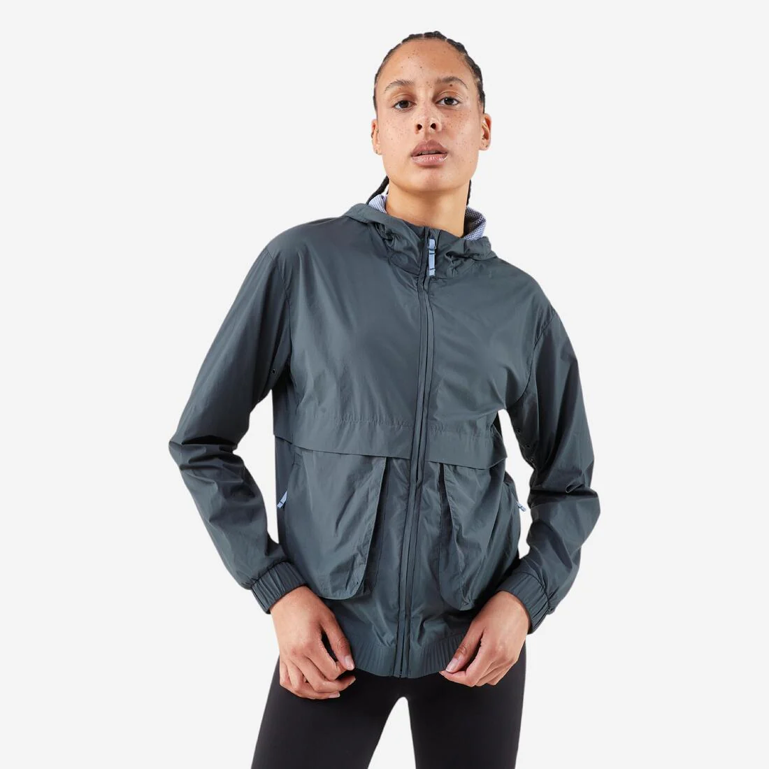 Chamarra rompevientos de running verde para mujer Kiprun Run 500 Wind