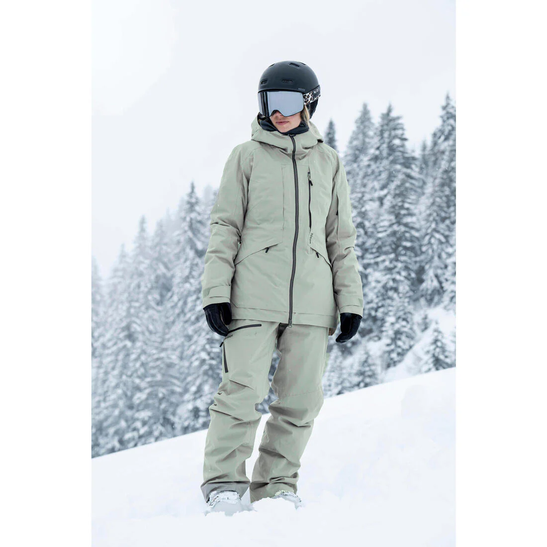 Chaqueta de Nieve Ski y Snowboard Mujer - Wedze FR 100 Impermeable Caqui - Image 9