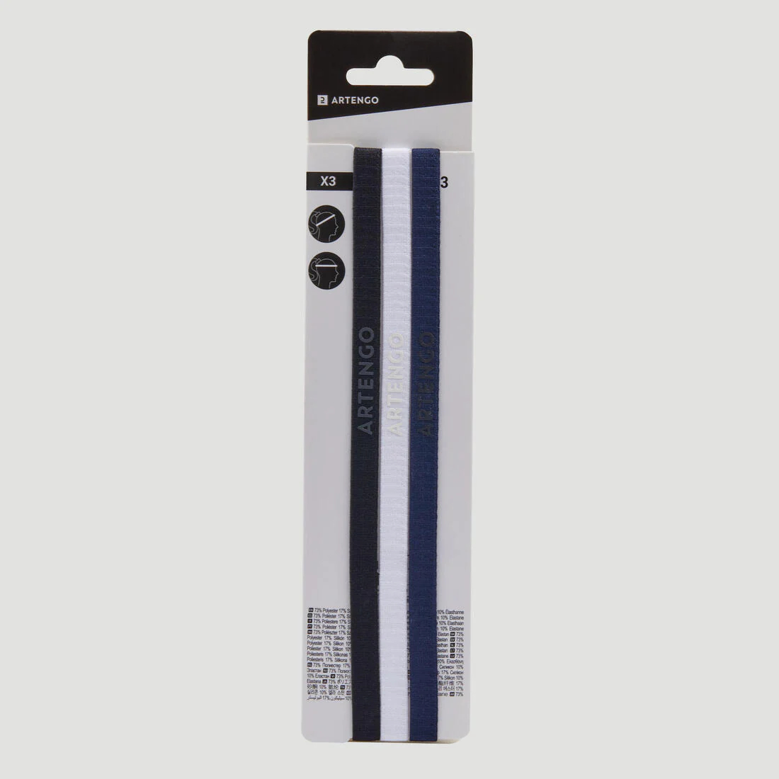 CINTA ELÁSTICA SUJECIÓN DEL PELO  X3  NEGRO BLANCO AZUL MARINO - Image 6