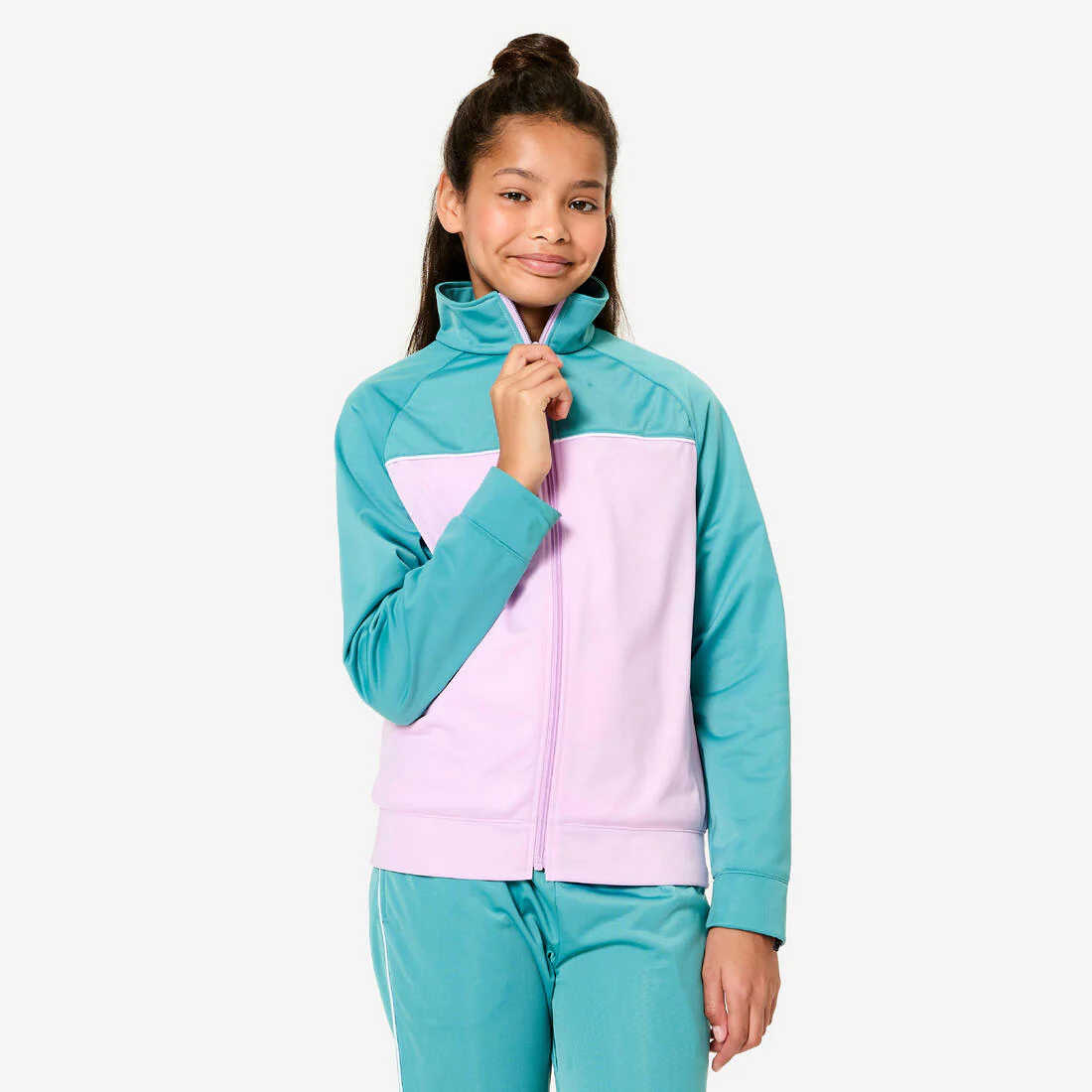 Conjunto deportivo transpirable azul con rosa para niños - Image 2
