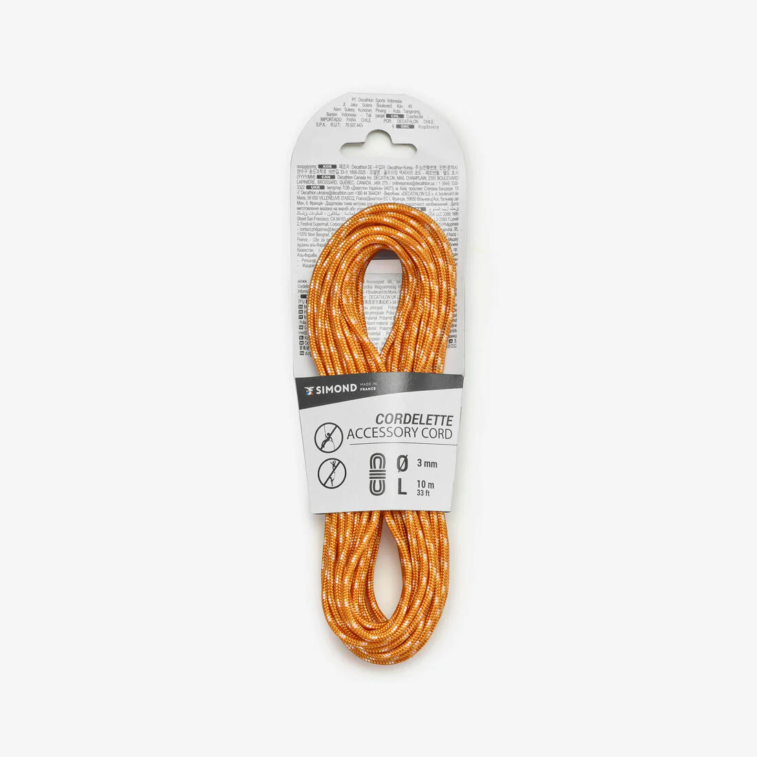Cordino Escalada y Alpinismo 3 mm x 10 m - naranja