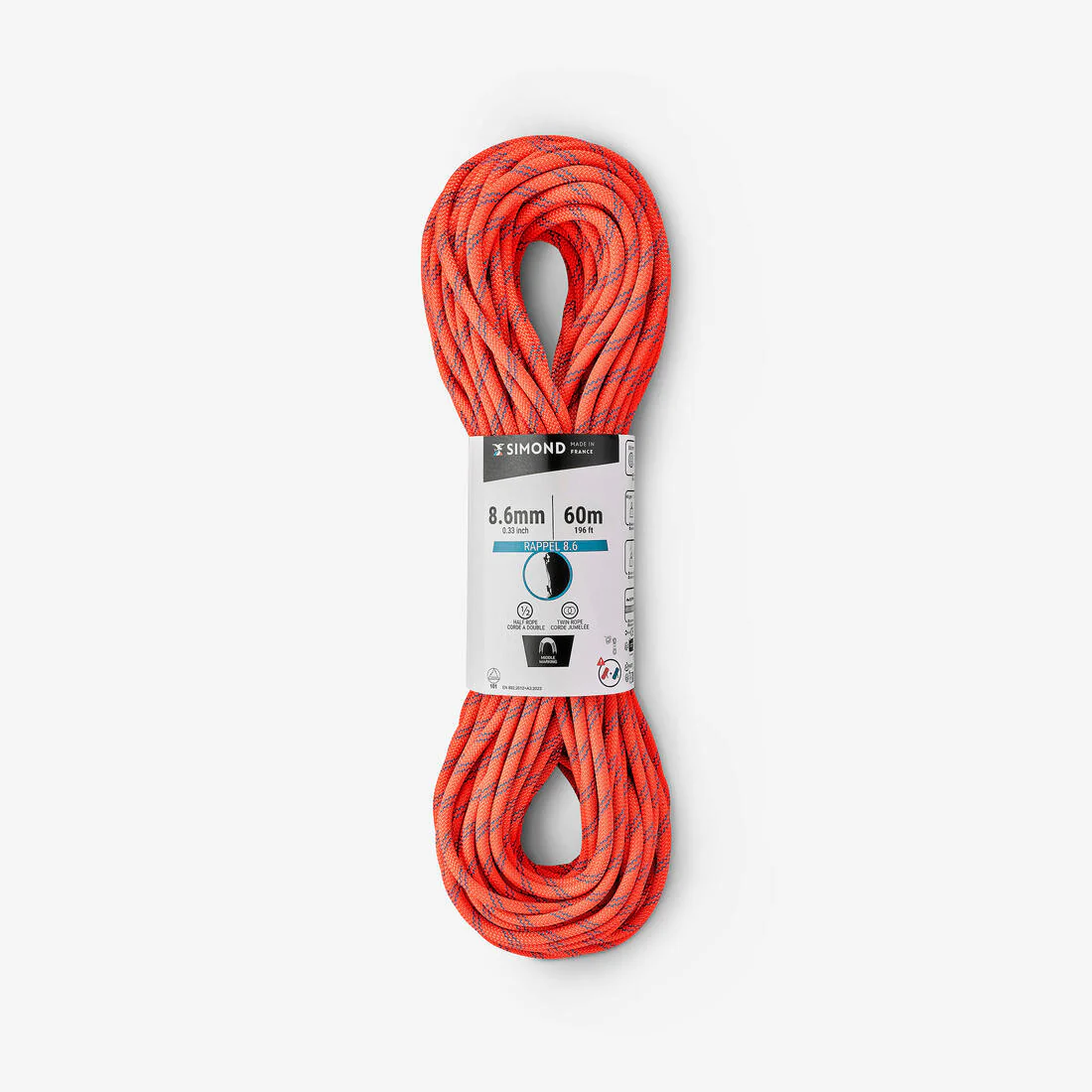 Cuerda doble de escalada y alpinismo de 8.6 mm x 60 m azul Rappel