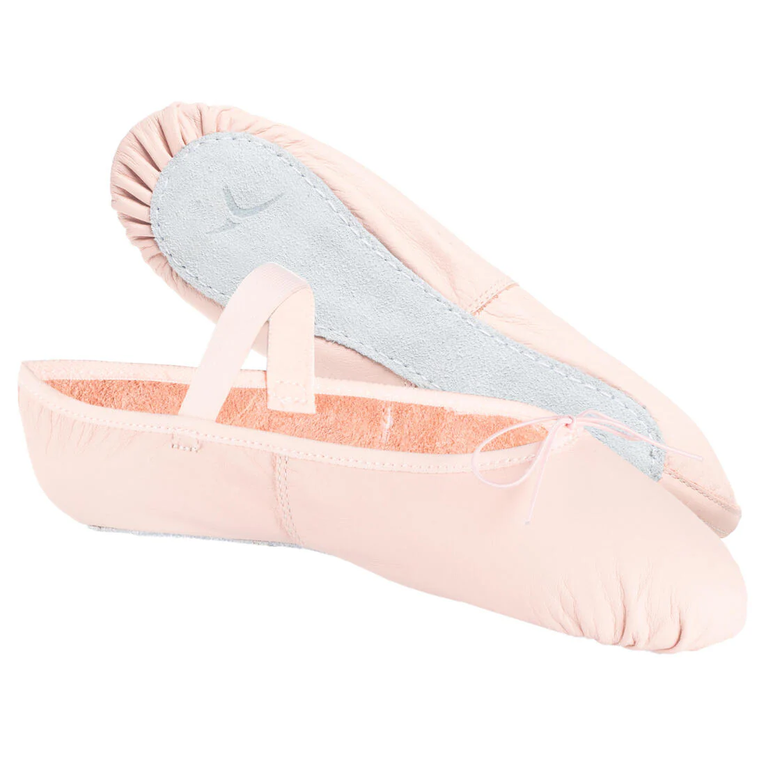 Demi-pointes en cuir de danse classique semelle entière enfant, rose - Image 4