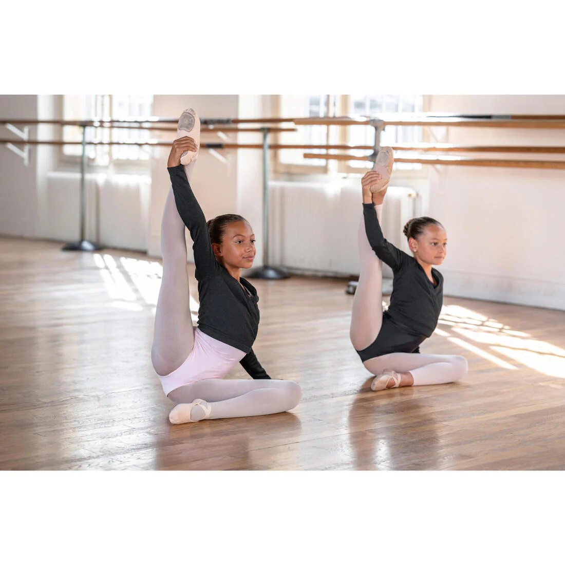 Demi-pointes en cuir de danse classique semelle entière enfant, rose - Image 5