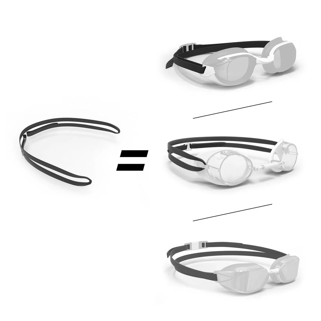 Elástico para lentes BFIT/SWEDISH/BFAST de natación negro - Image 2