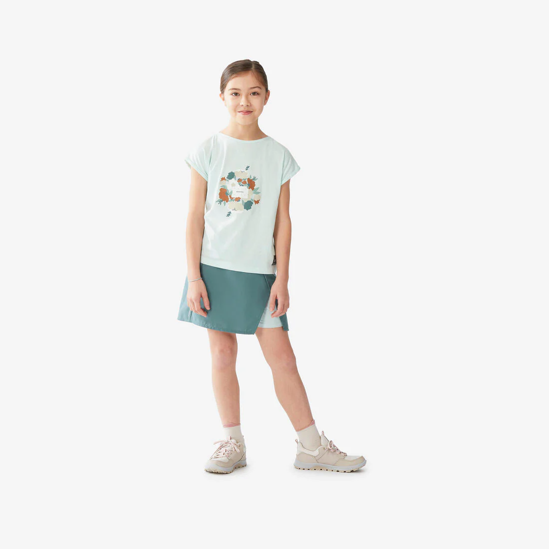 Falda-short de senderismo verde para niños de 7 a 15 años MH100 - Image 2