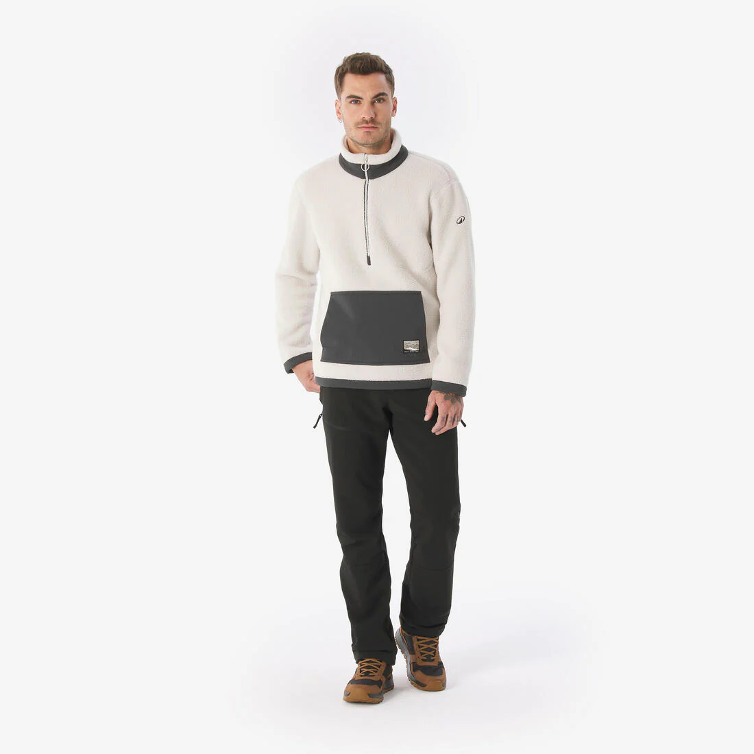 Forro polar senderismo montaña sherpa hombre - MH100 1/2 cremallera beige - Image 22