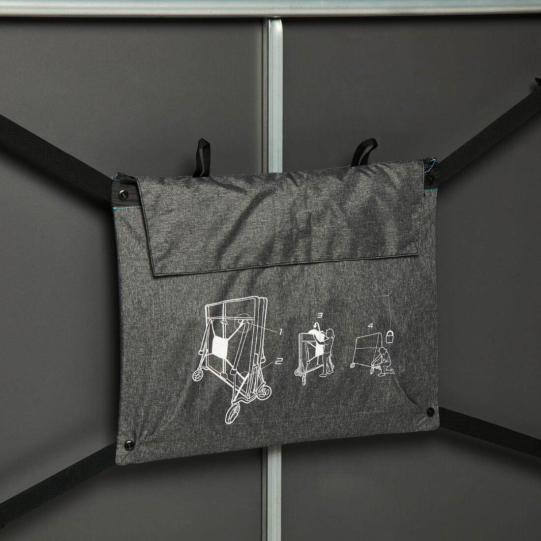 Funda para mesa de ping-pong de tamaño estándar plegada gris PPTC - Image 6