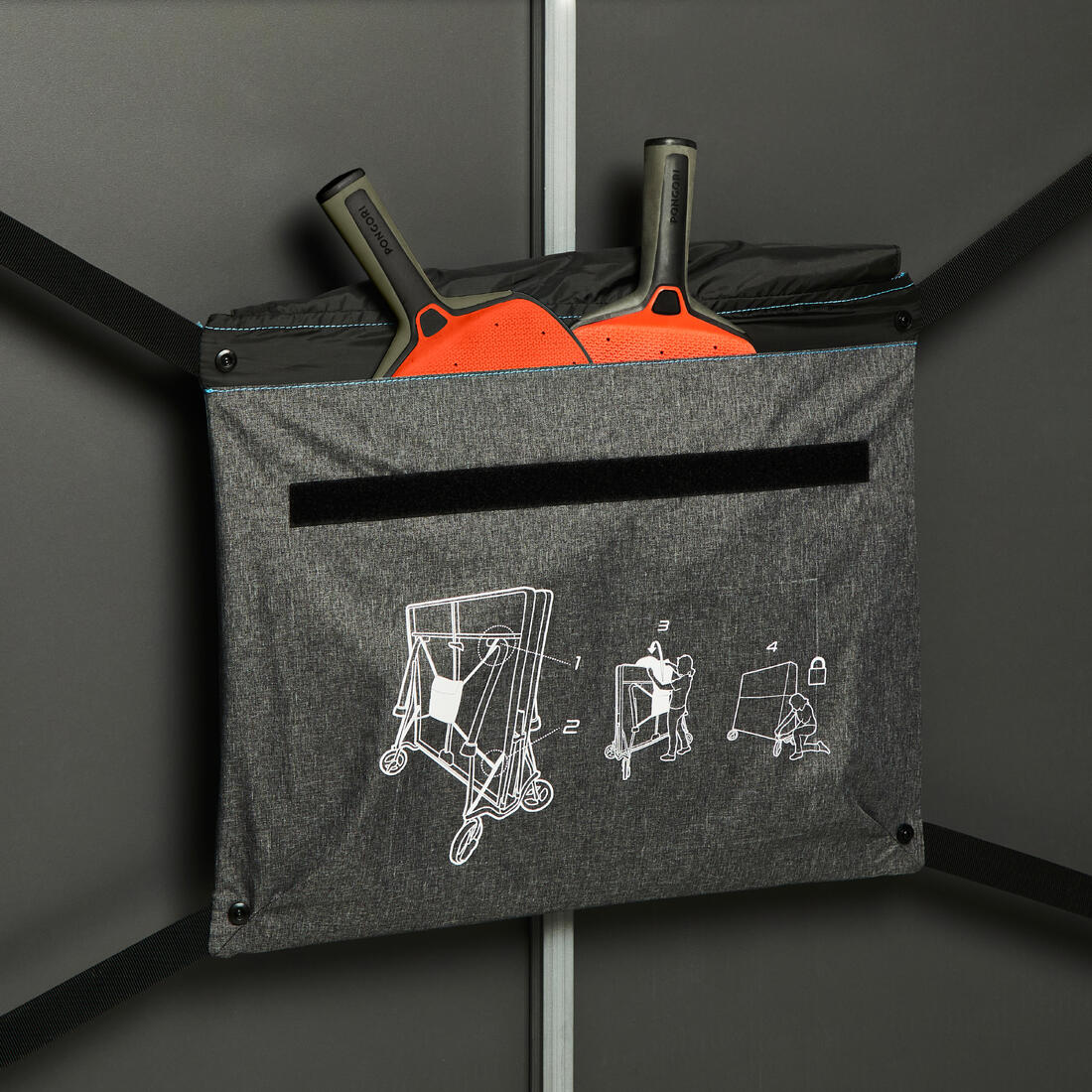 Funda para mesa de ping-pong de tamaño estándar plegada gris PPTC - Image 7