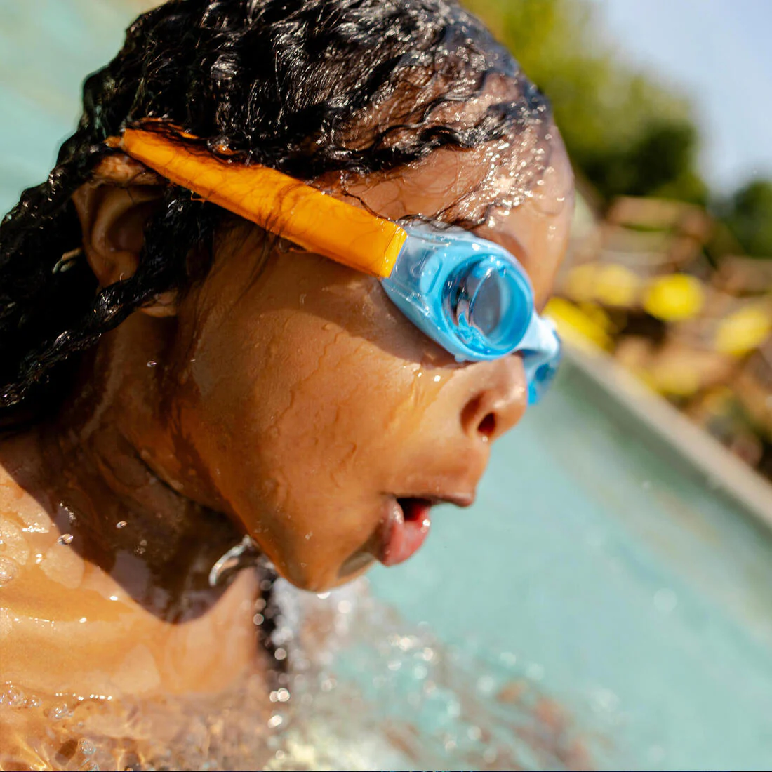 Goggles de natación amarillos con cristales tintados azules Kuwee - Image 3