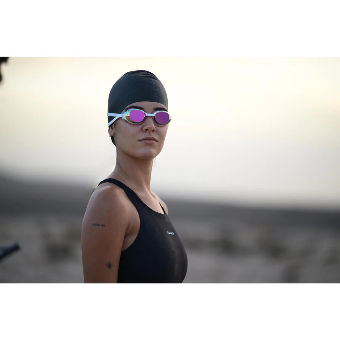 Goggles de natación con cristales ahumados antivaho negros unitalla Bfast - Image 21