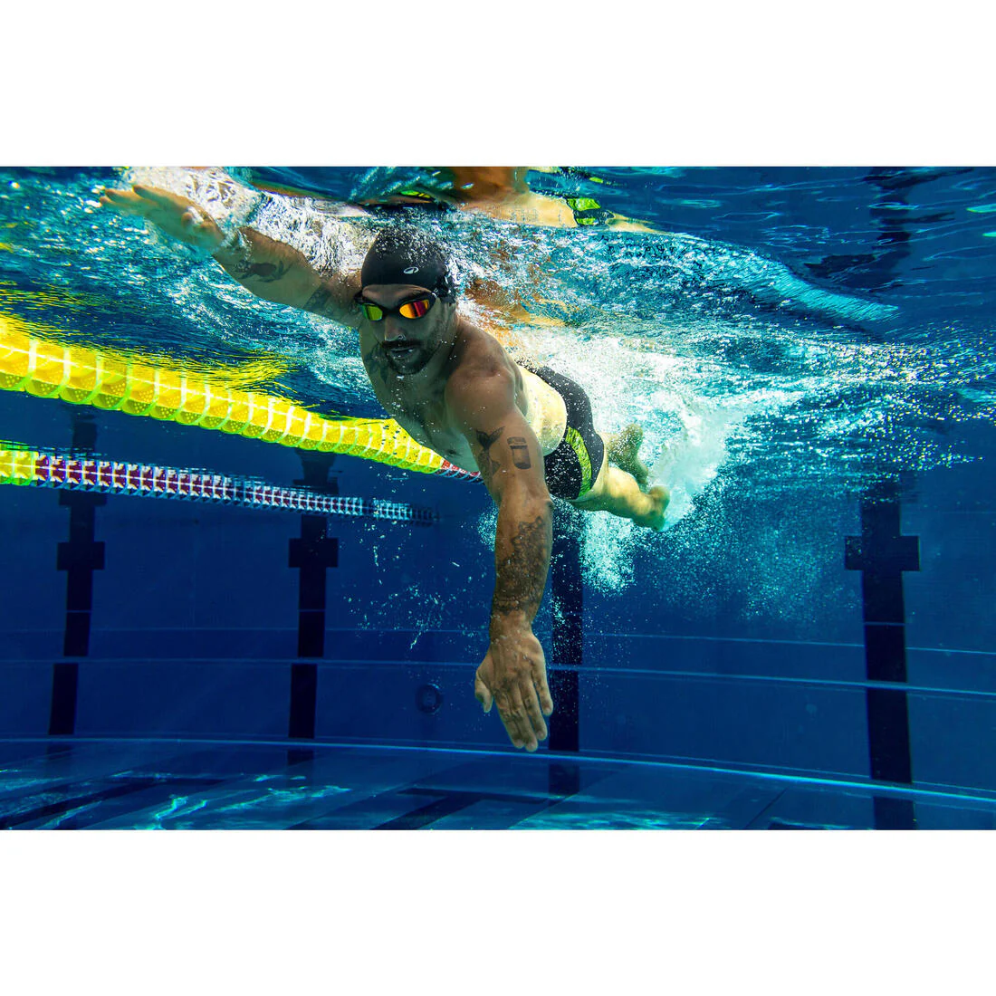 Goggles de natación negros con cristales de espejo naranjas Spirit - Image 25