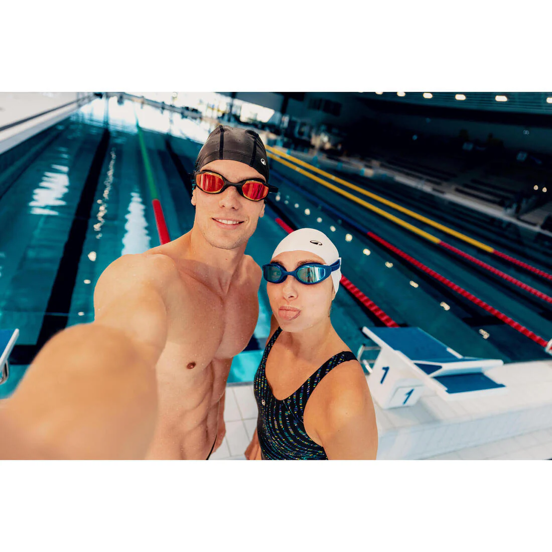 Goggles de natación negros con cristales de espejo naranjas Spirit - Image 28