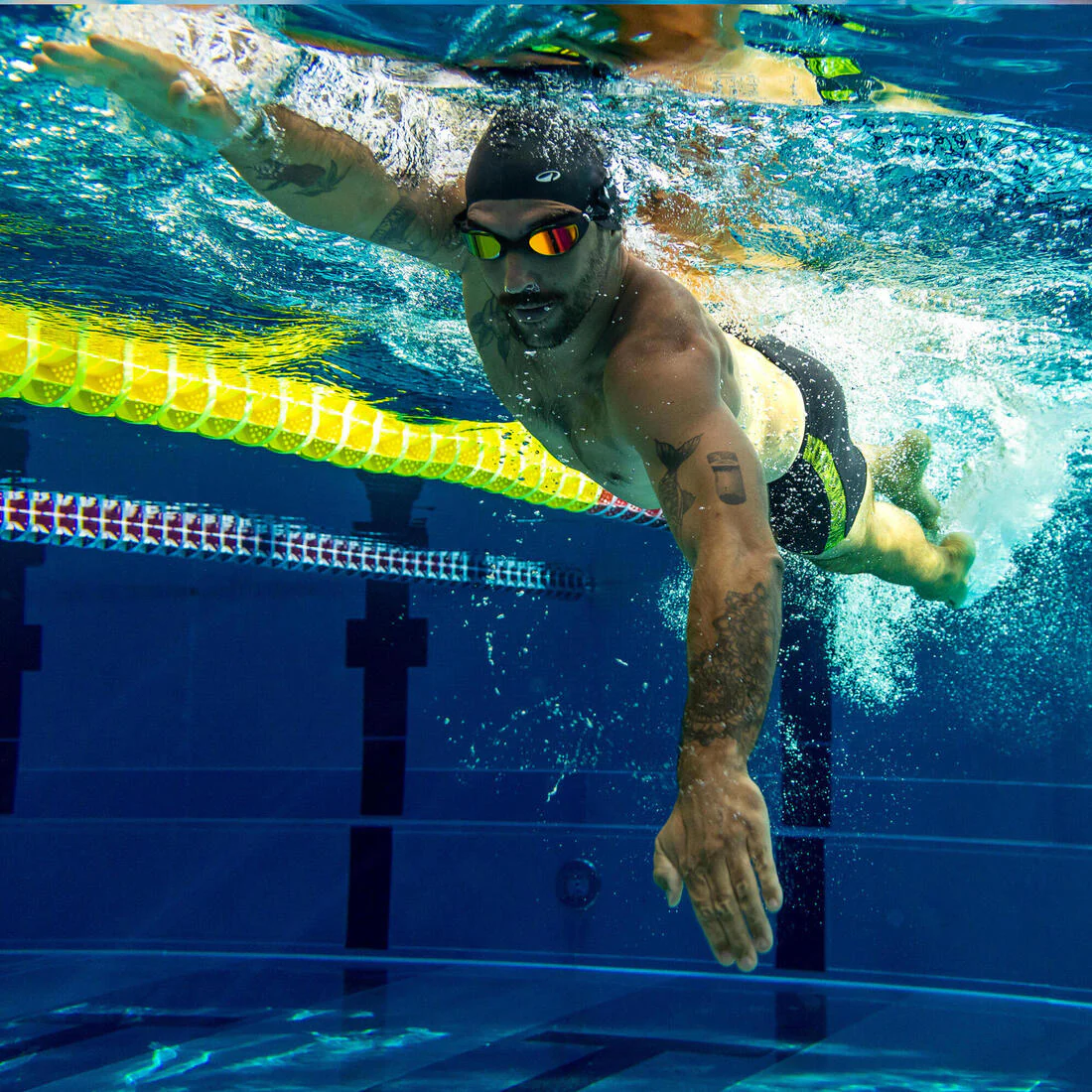 Goggles de natación negros con cristales de espejo naranjas Spirit - Image 5