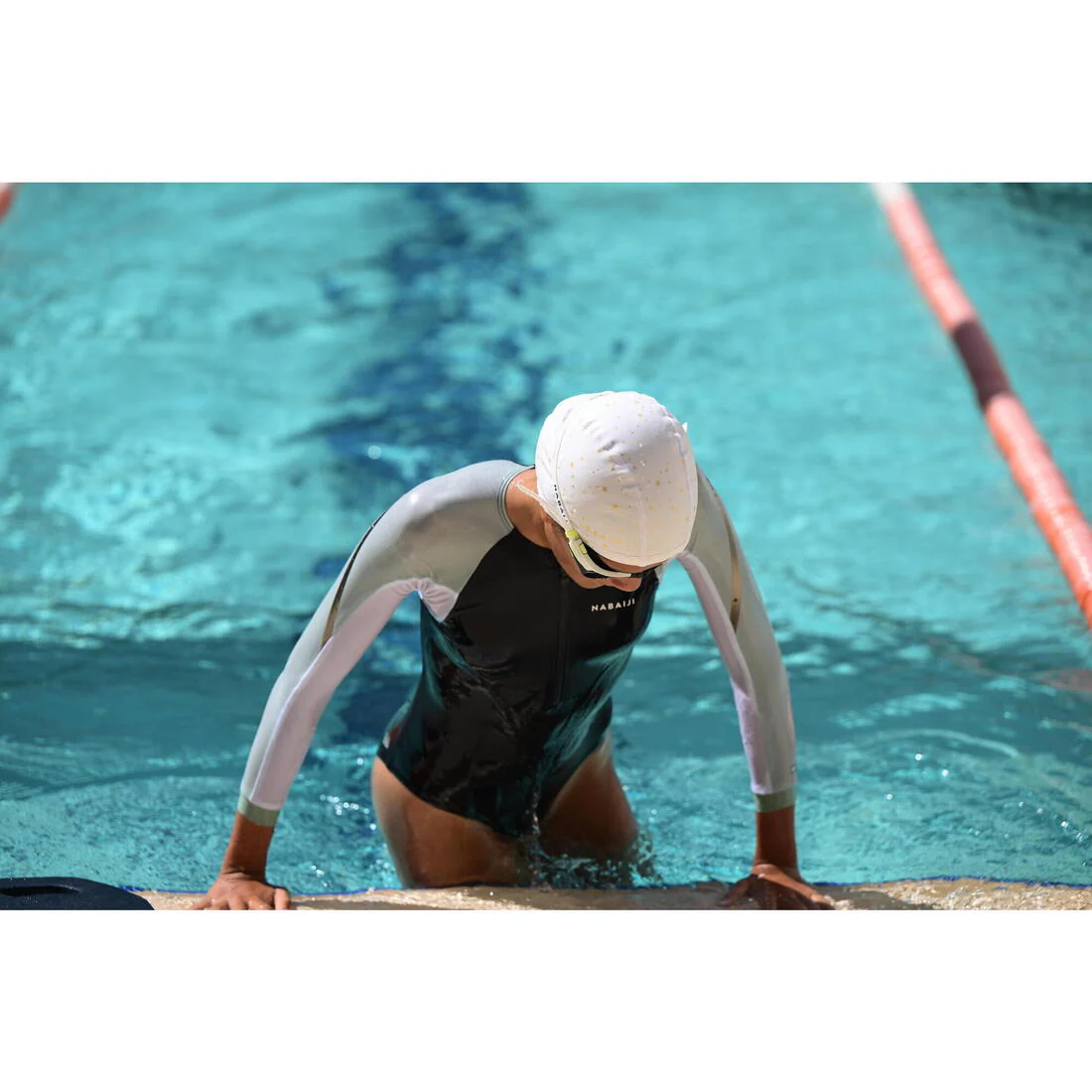 Gorro de natación de punto revestido talla CH blanca con estampado Star - Image 17