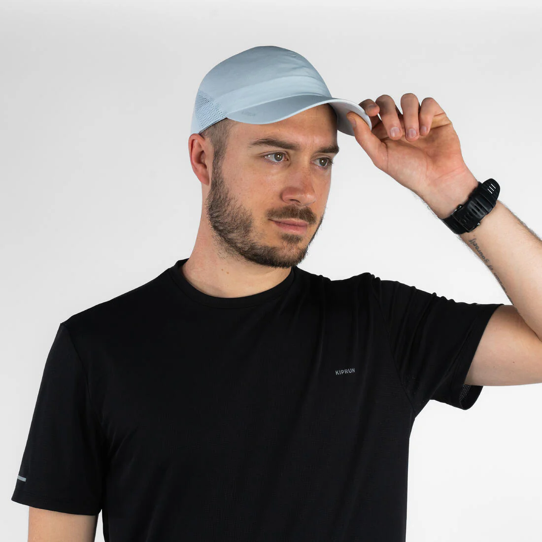 Gorra de running ajustable gris/blanco unisex KIPRUN - Image 4