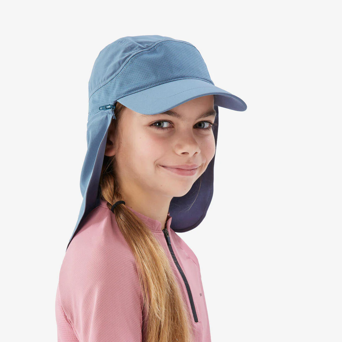 Gorra de senderismo de nuca larga azul para niños de 7 a 15 años MH900 - Image 3