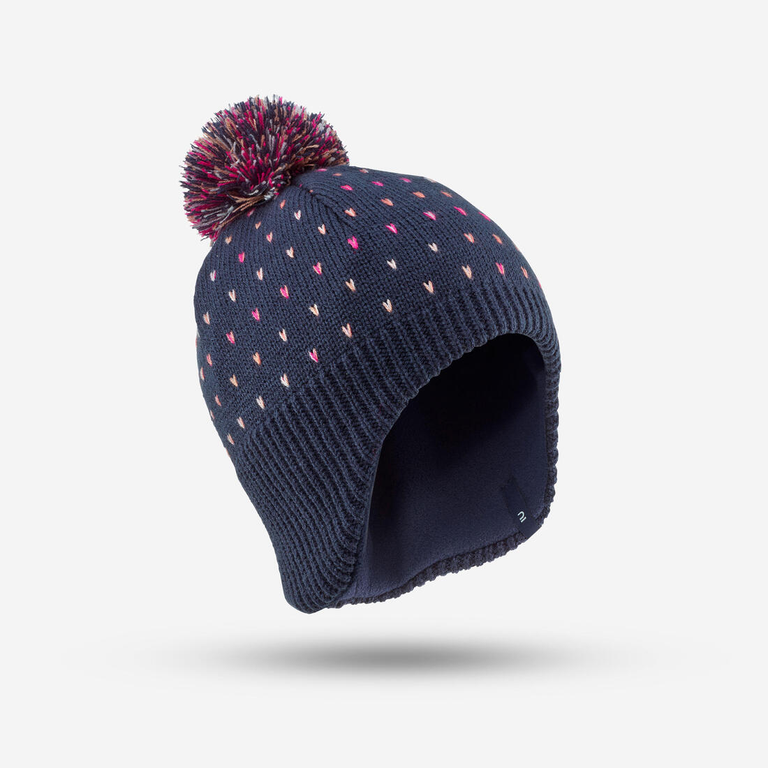 Gorro de esquí cálido con protección para orejas azul marino para niños
