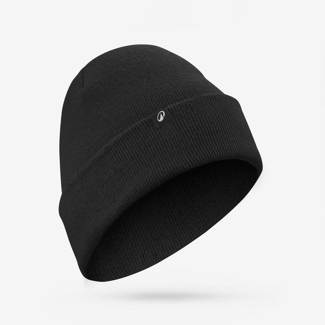 Gorro de esquí con doblez negro para adulto Rider 500
