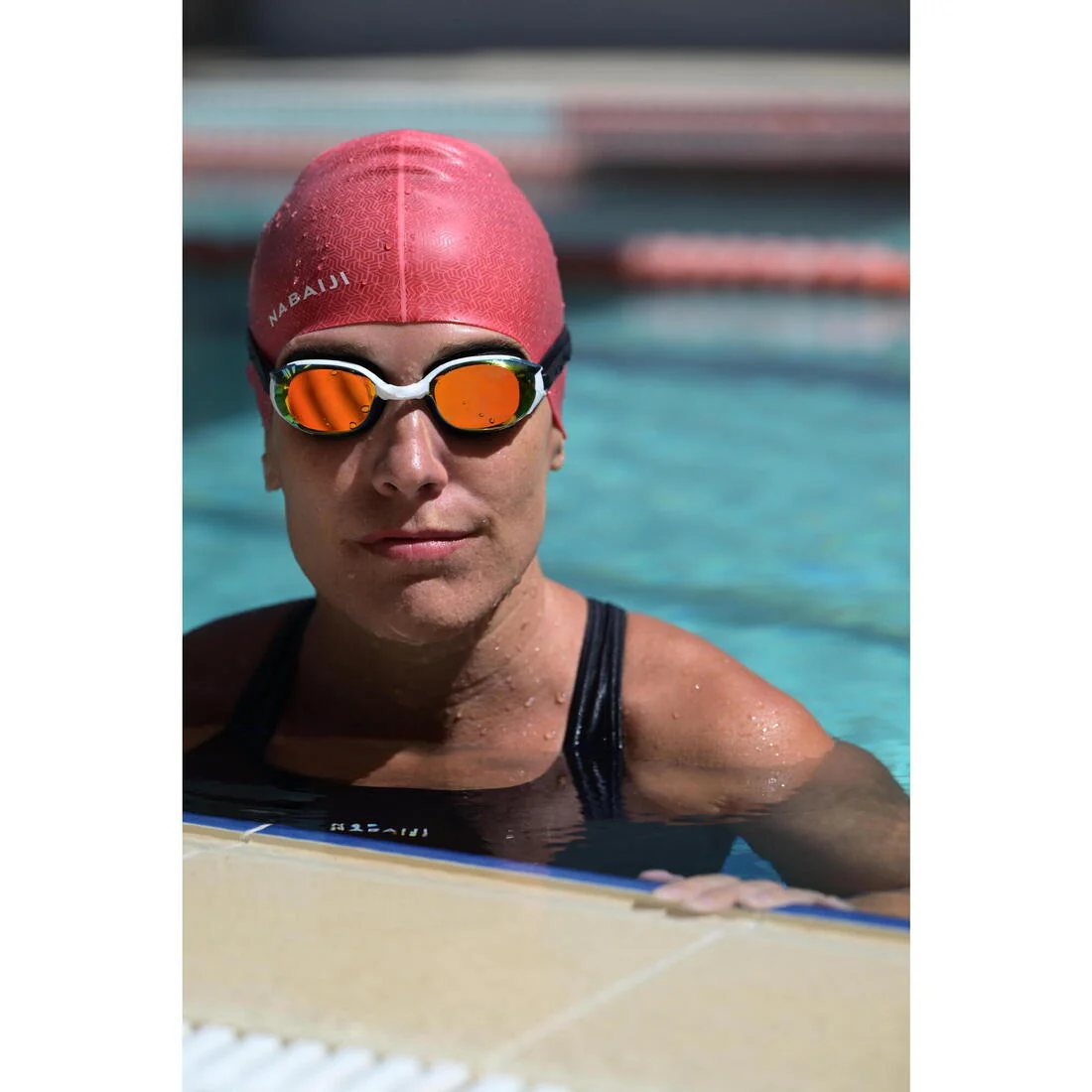 Gorro de natación de silicón negro con verde geol unitalla - Image 29
