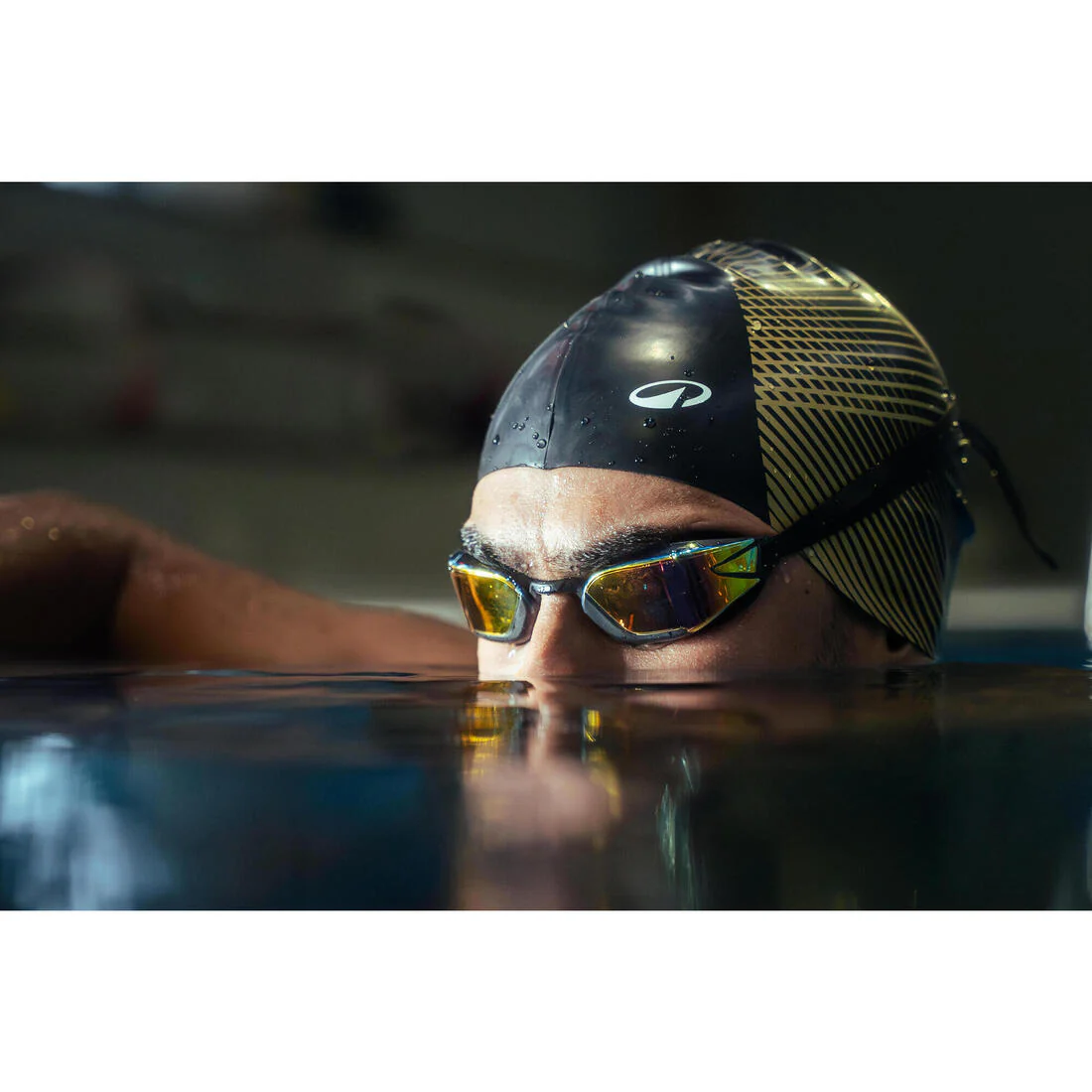 Gorro de natación de silicón negro con verde geol unitalla - Image 40