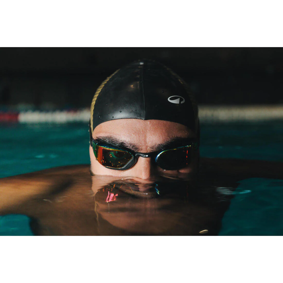Gorro de natación de silicón negro con verde geol unitalla - Image 41