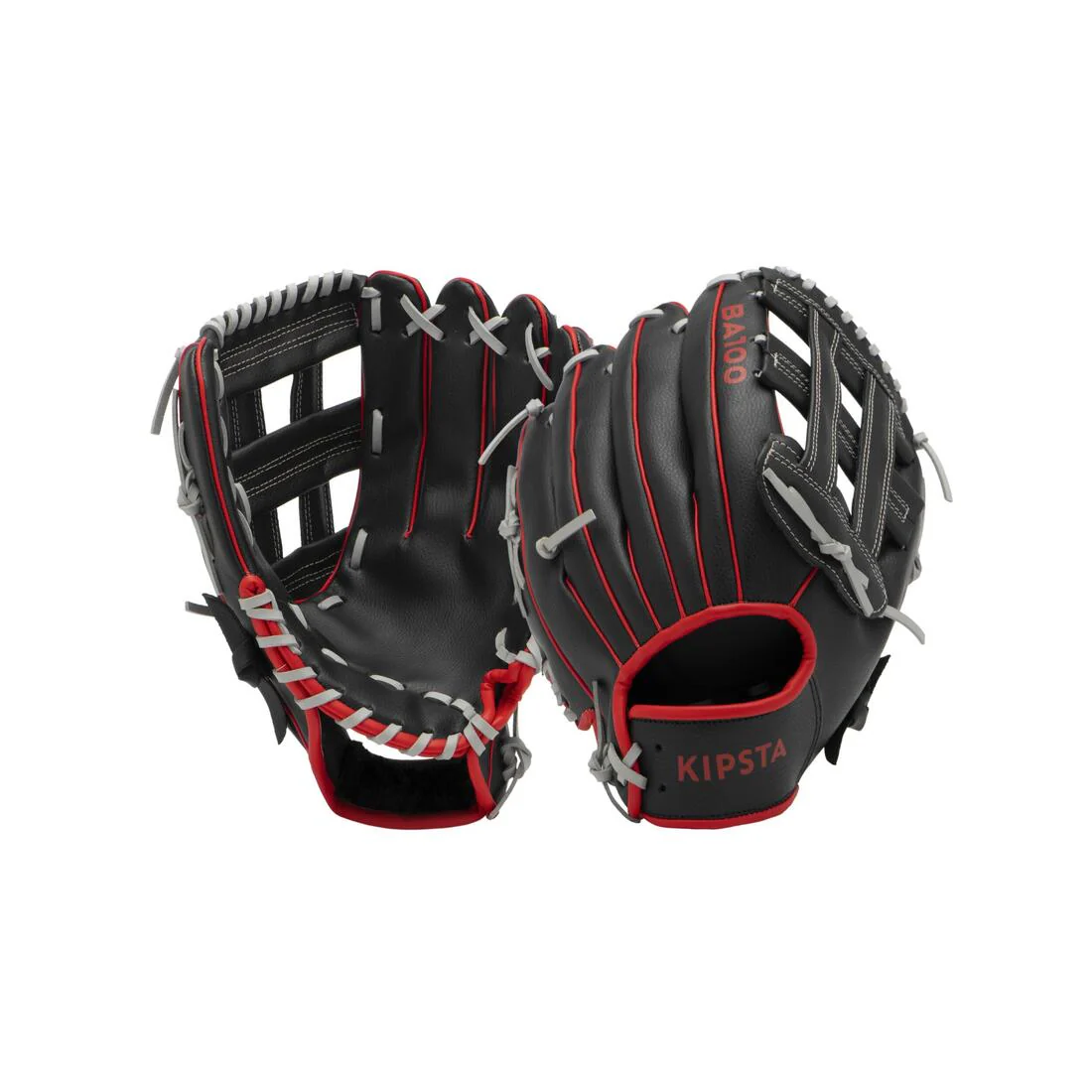 Guante de béisbol de lanzamiento para diestros Adulto - BA100 Negro Rojo - Image 8