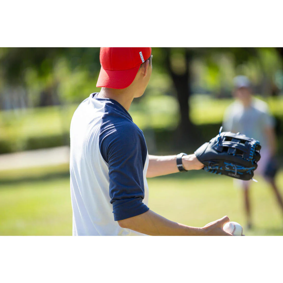 Guante de béisbol diestro para adulto azul BA150 - Image 10