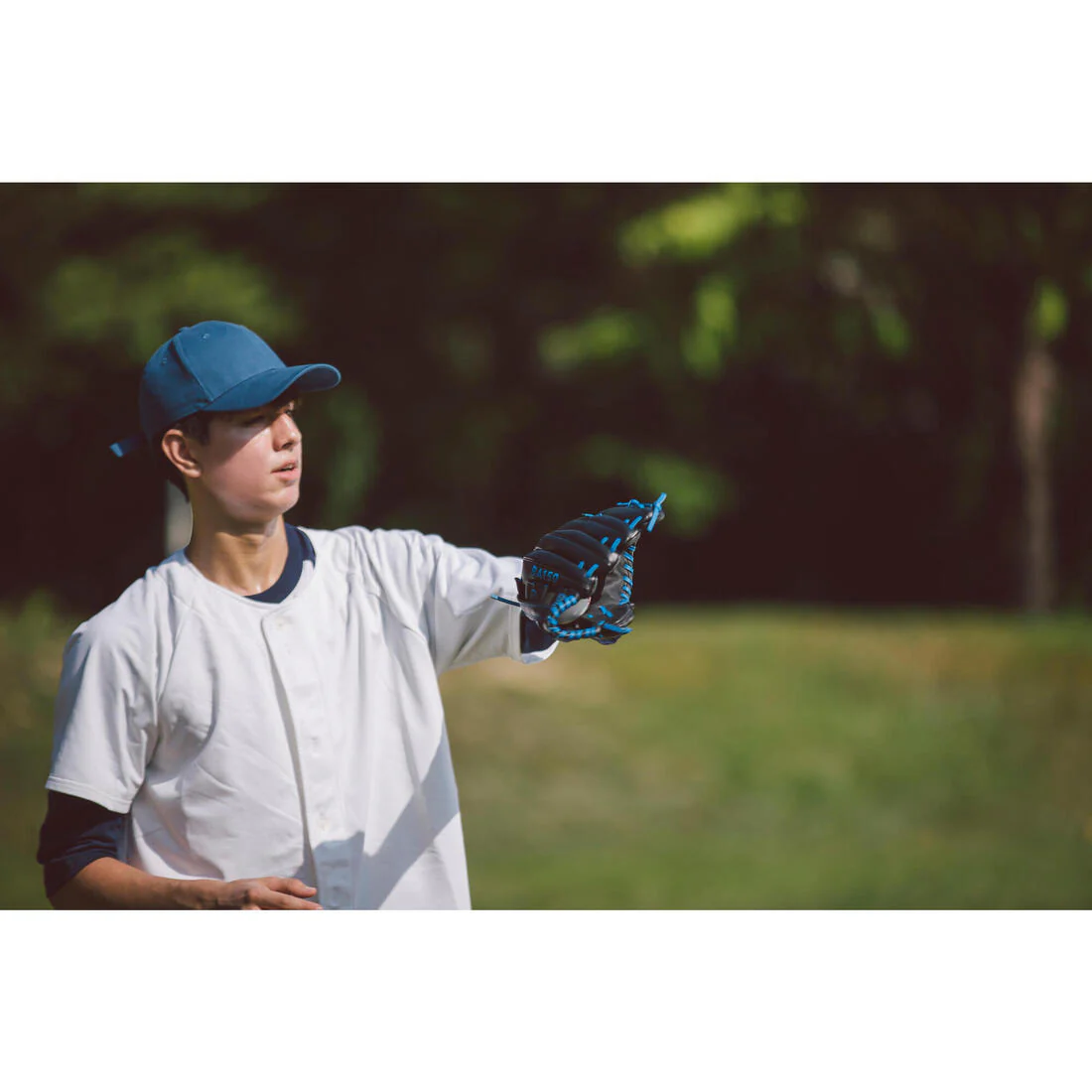 Guante de béisbol diestro para adulto azul BA150 - Image 11