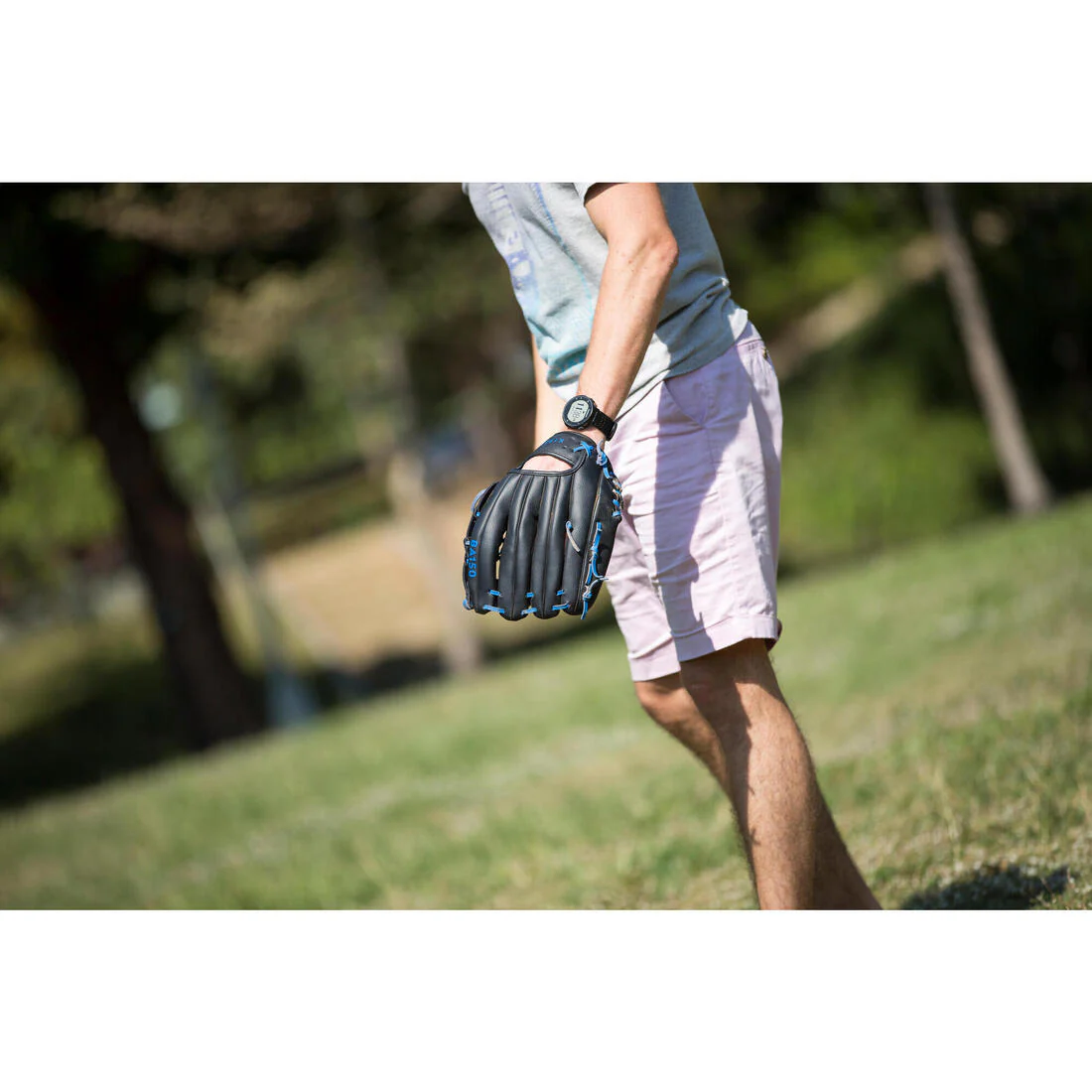 Guante de béisbol diestro para adulto azul BA150 - Image 9