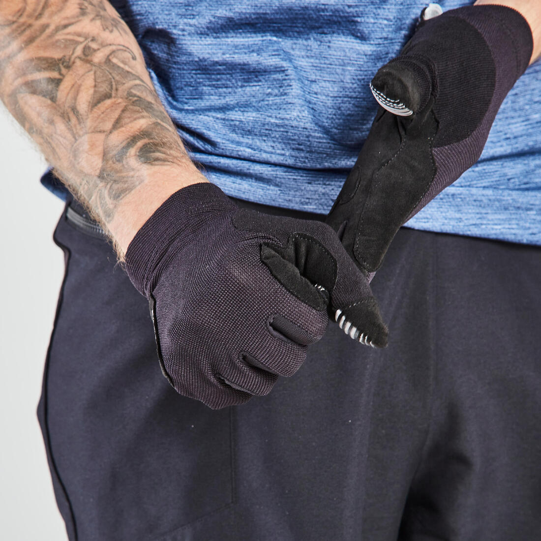 Guantes ciclismo Mtb largos verano Rockrider St 100 negros - Image 2