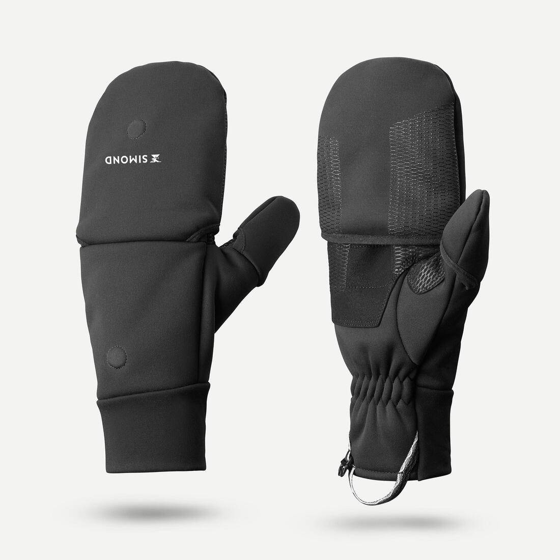 Guantes convertibles de trekking cálidos y rompevientos negros para adulto MT900 - Image 3