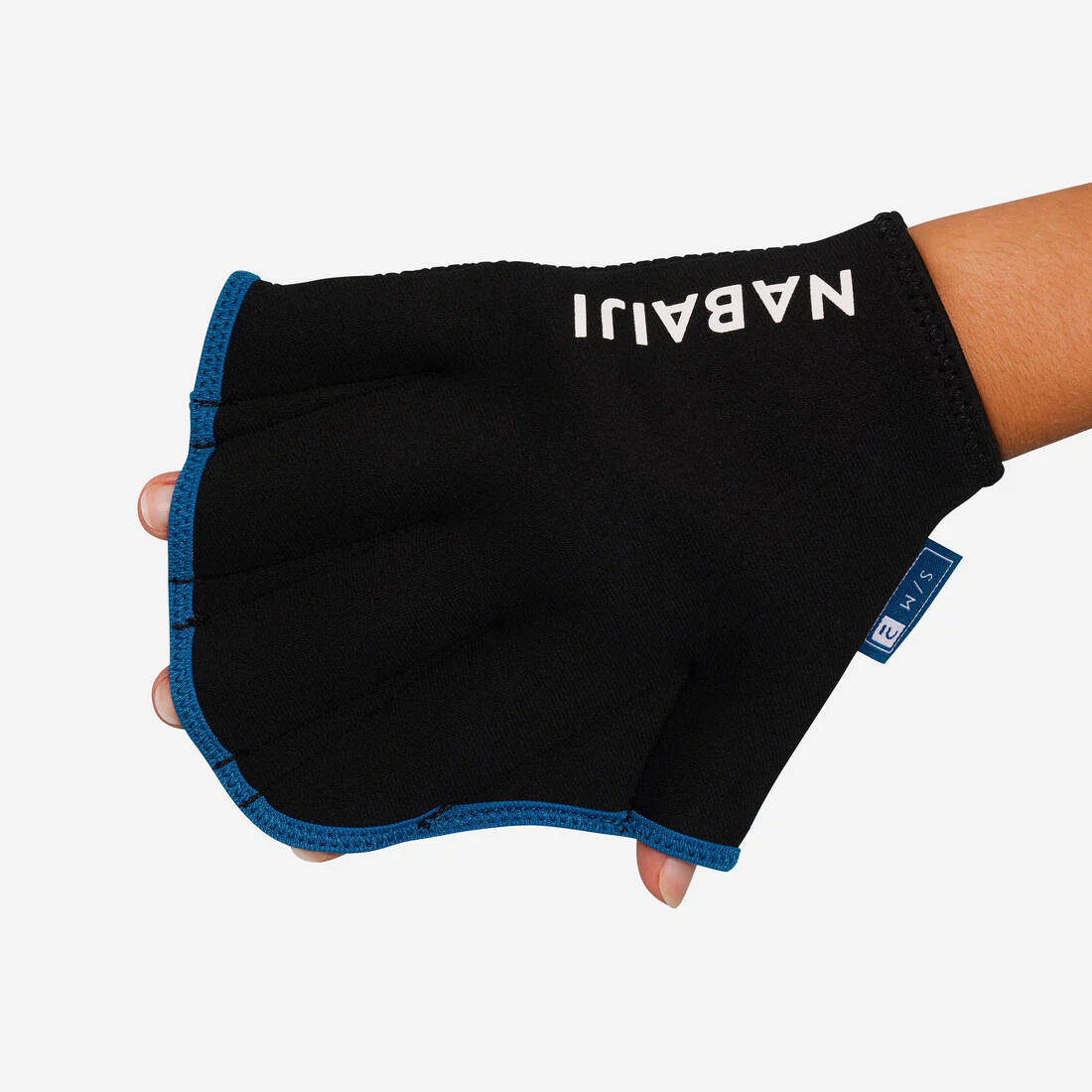 Guantes de aquagym de neopreno palmeados negro con azul