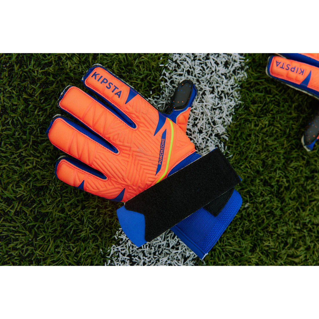 Guantes de futbol naranja con azul para niños F500 Viralto Shielder - Image 15