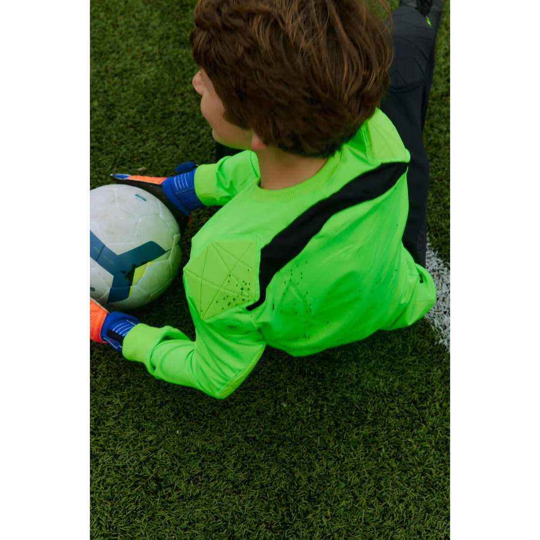Guantes de futbol naranja con azul para niños F500 Viralto Shielder - Image 9
