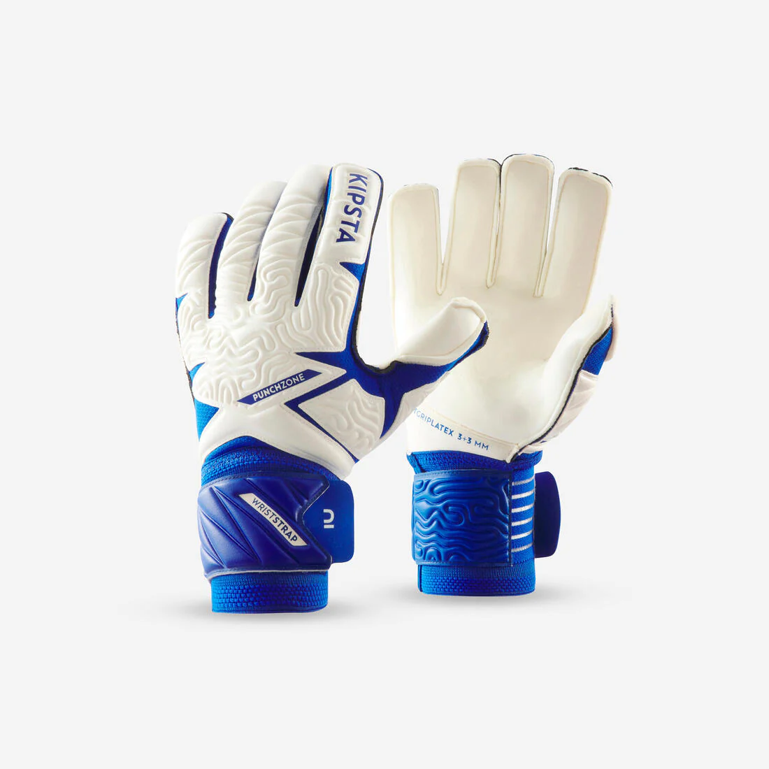 Guantes de portero blanco con azul para adulto F500 Viralto