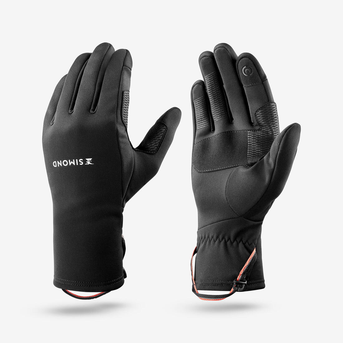 Guantes de trekking en montaña táctiles y stretch negros para adulto MT500