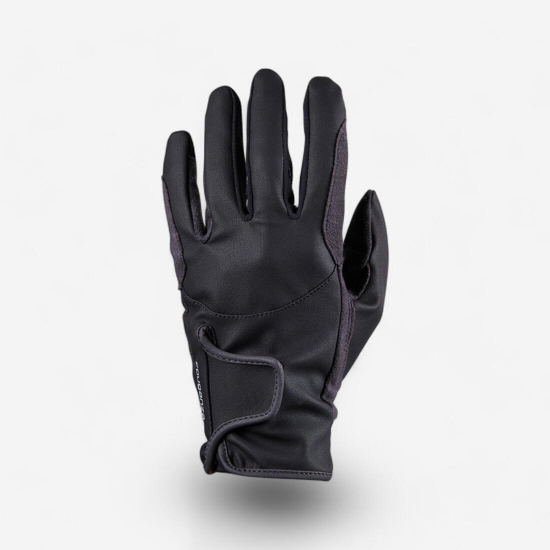 Guantes equitación júnior 500 negro y gris